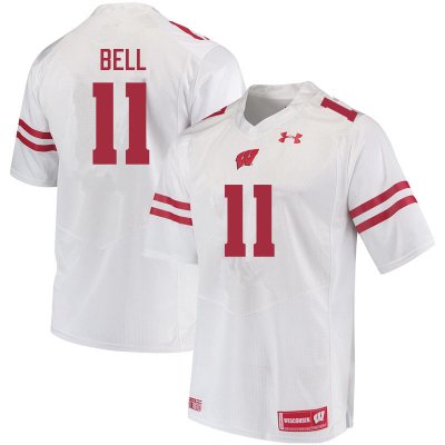 Men's Wisconsin Badgers NCAA #11 Skyler Bell White Authentic Under Armour Stitched College Football Jersey KO31W25QN
